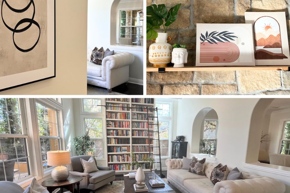 Professionally staged living room in a North County San Diego home