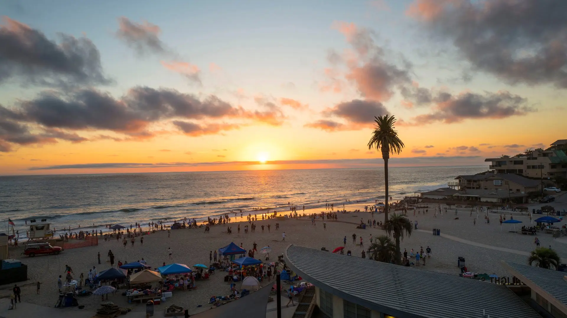 Sunset over the beach in Encinitas, CA